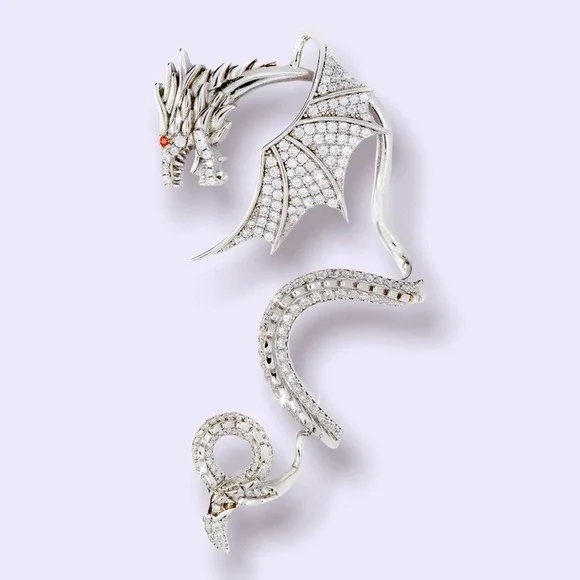 SINGLE STATEMENT DRAGON  EAR JACKET - IRIjewelry - Picture 2 of 3